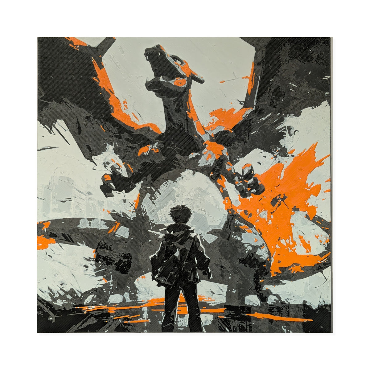 Charizard & Trainer – Pokémon 3D Printed Fan Art | 200mm Wall Art