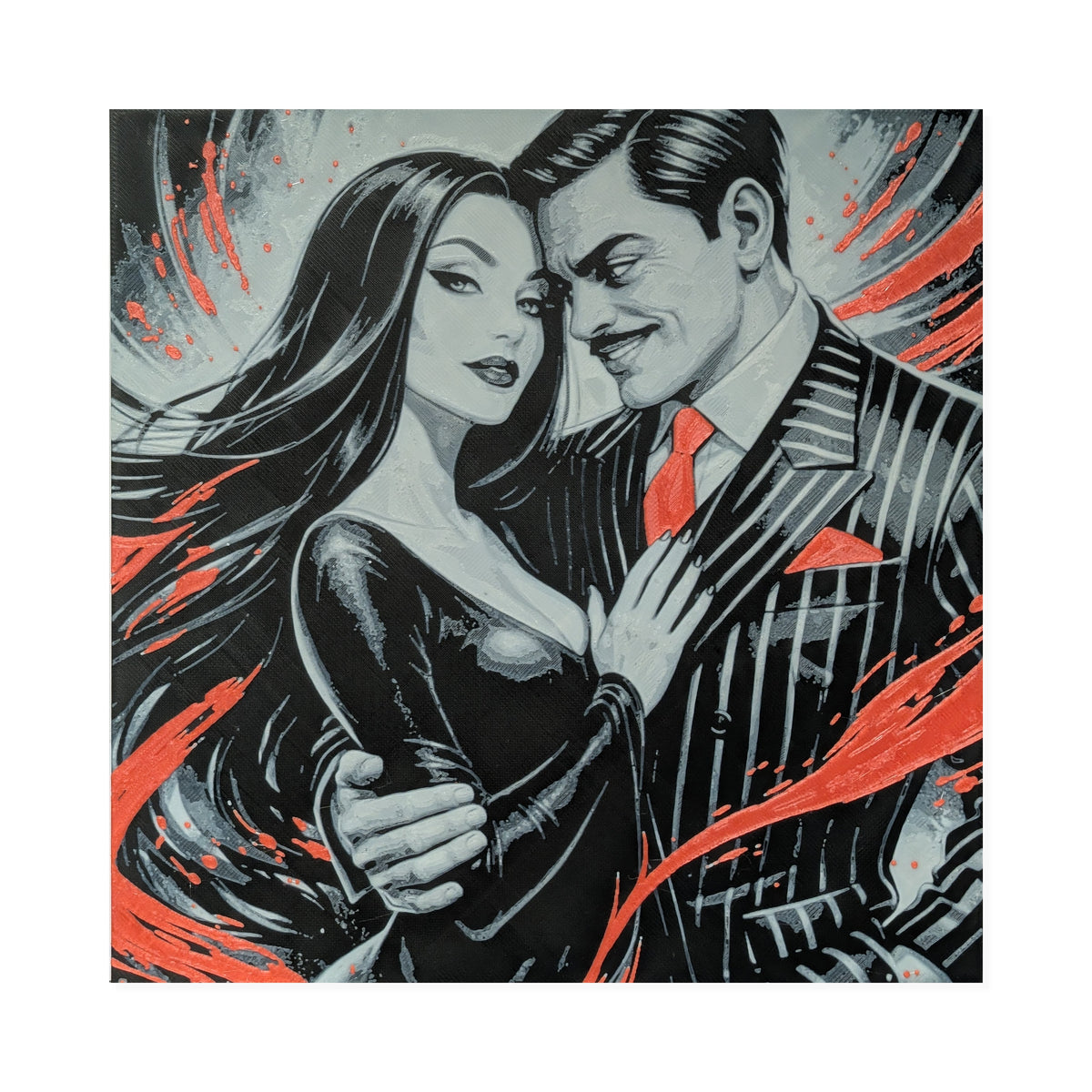 Gomez & Morticia Addams – Addams Family 3D Printed Fan Art | 200mm Wall Art