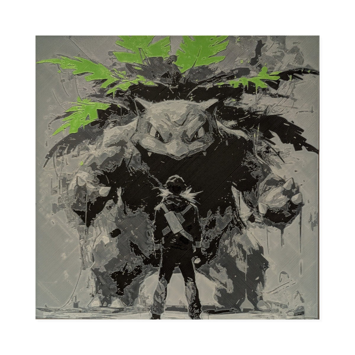 Venusaur & Trainer – Pokémon Inspired 3D Printed Fan Art | 200mm Wall Art
