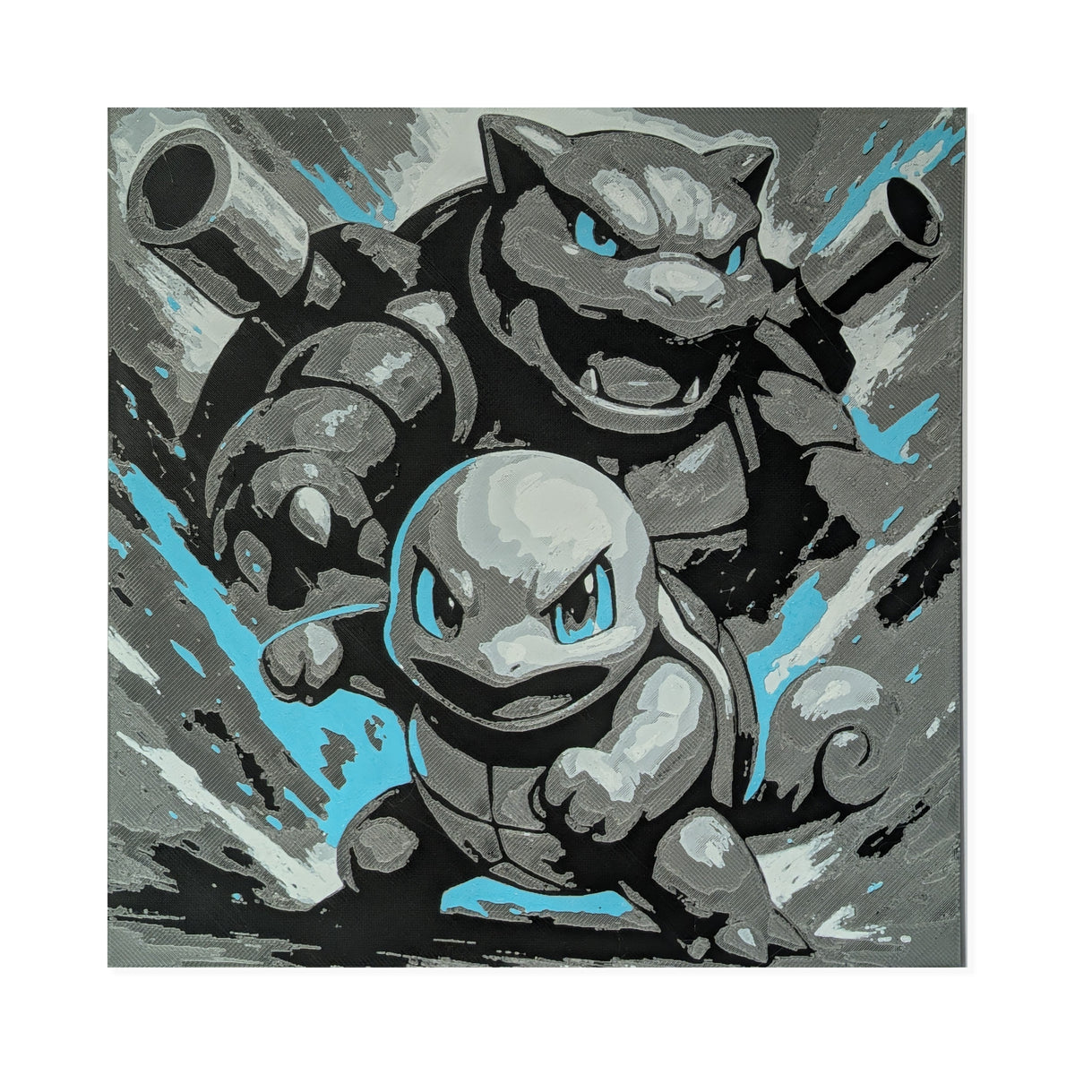 Squirtle Evolution (cartoon) – Pokémon 3D Printed Fan Art | 200mm Wall Art